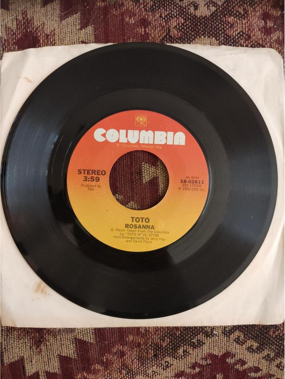 Toto - Rosanna - 45 RPM Vinyl Record vintage NM